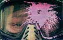 Mask with paint splatter